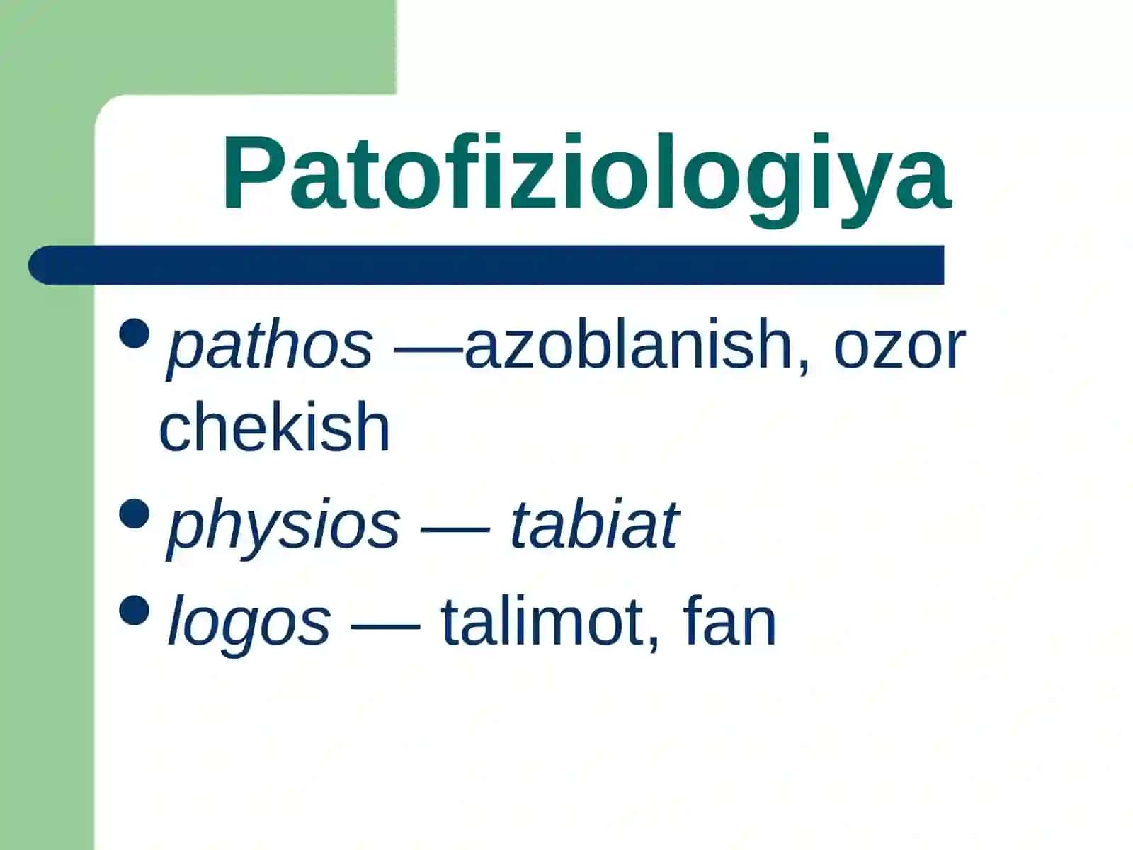Patologik fiziologiya faniga kirish. Umumiy nozologiya 2