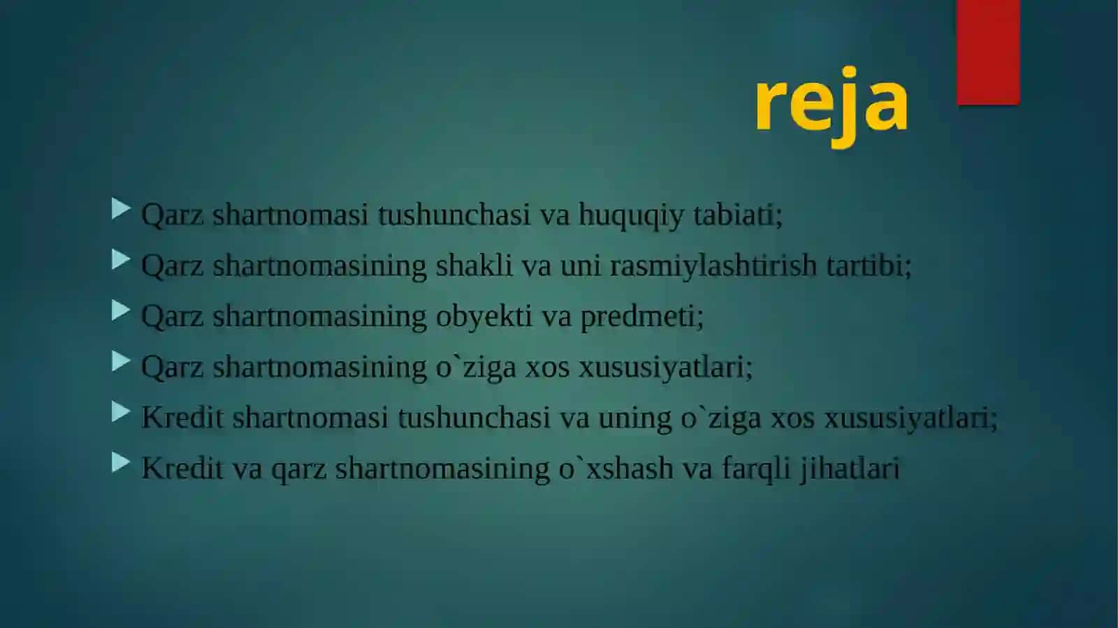 Qarz va kredit shartnomalari 2