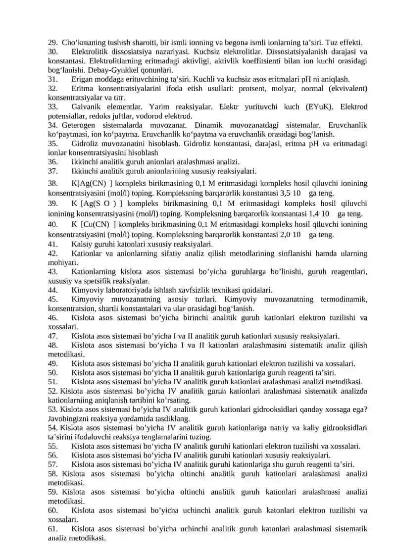 ANALITIK KIMYO testlar 2