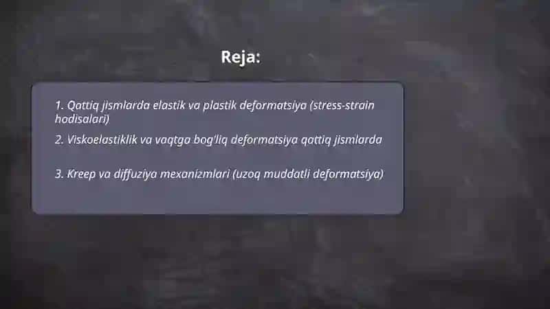 Deformatsiya qattiq jisimlarda suyuqlik gazlarda diffuziya 2