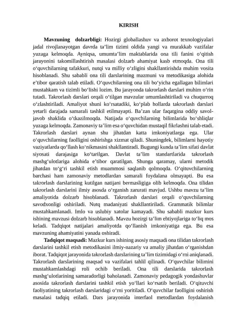 Ona tilidan takrorlash darslarini tashkil etish metodikasi 2