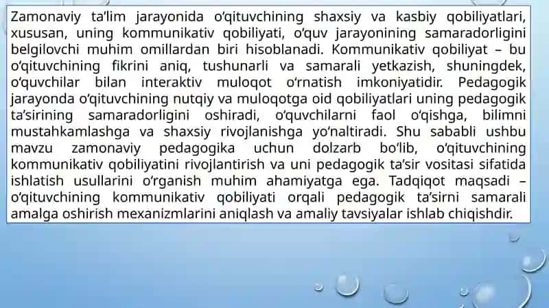 Kommunikativ qobiliyatning o‘qitishdagi ahamiyati 2