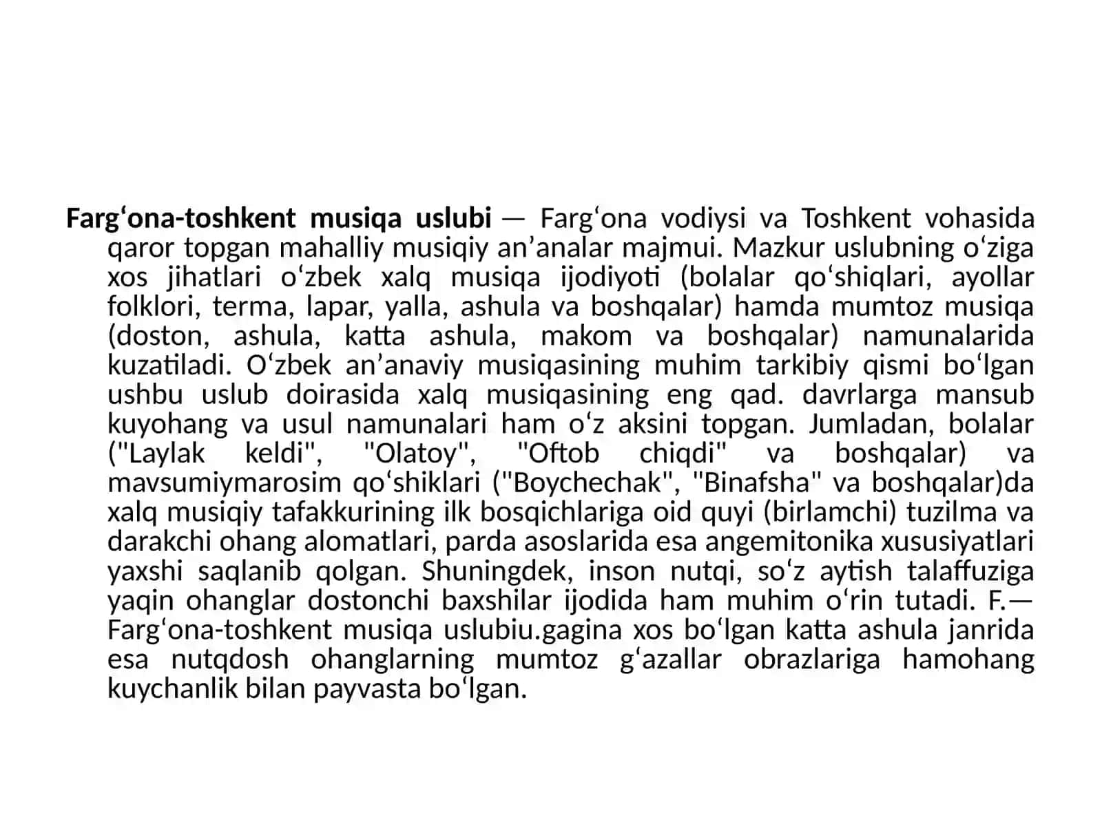 NOMODDIY MADANIY MEROSNING MUSIQA SAN’ATI BILAN BOG’LIQ TURLARI 2