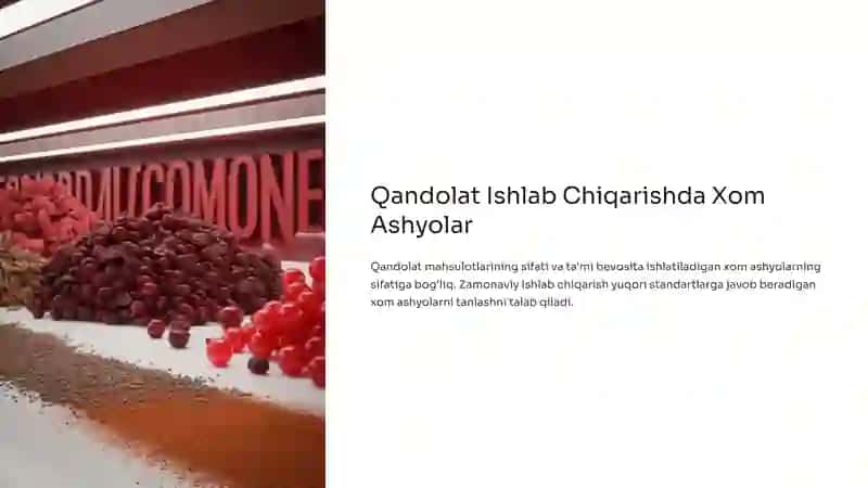 Qandolat Mahsulotlari Ishlab Chiqarish: Xom Ashyo va Texnologiyalar 2