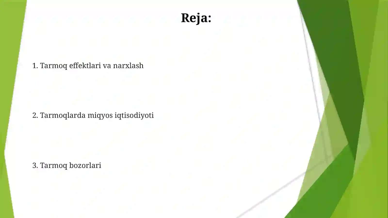 Tarmoqlar va iqtisodiyot 2