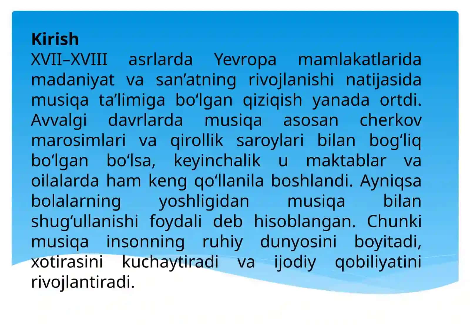 XVII–XVIII asrlarda xorij dabolari musiqasining rivojlanishi 2