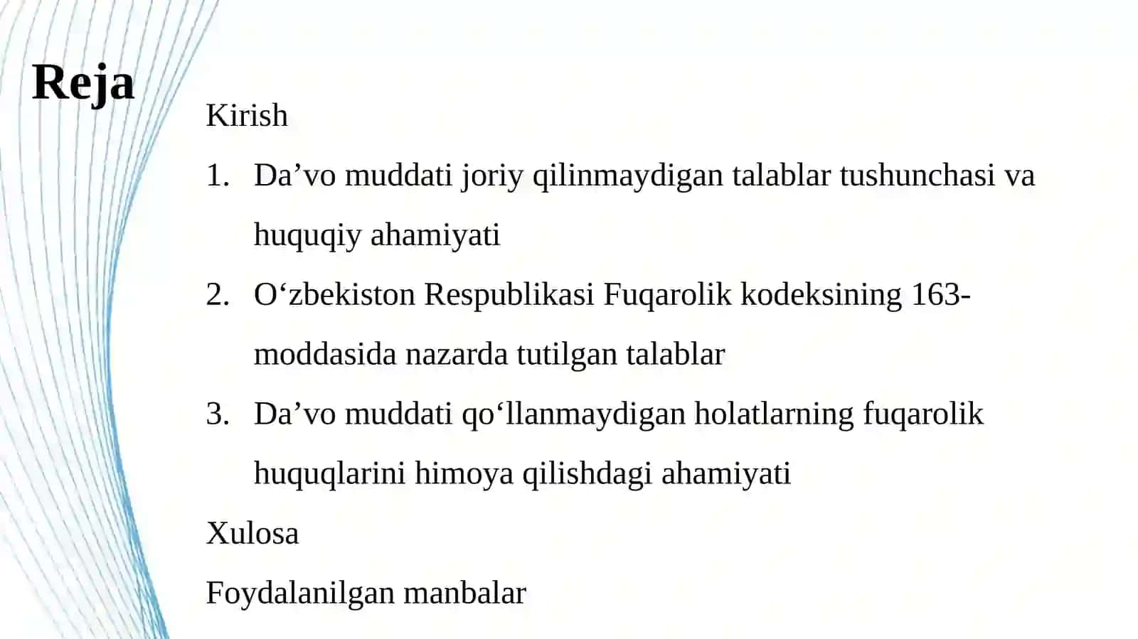 Da’vo Muddati Talab Qilinmaydigan Holatlar 2