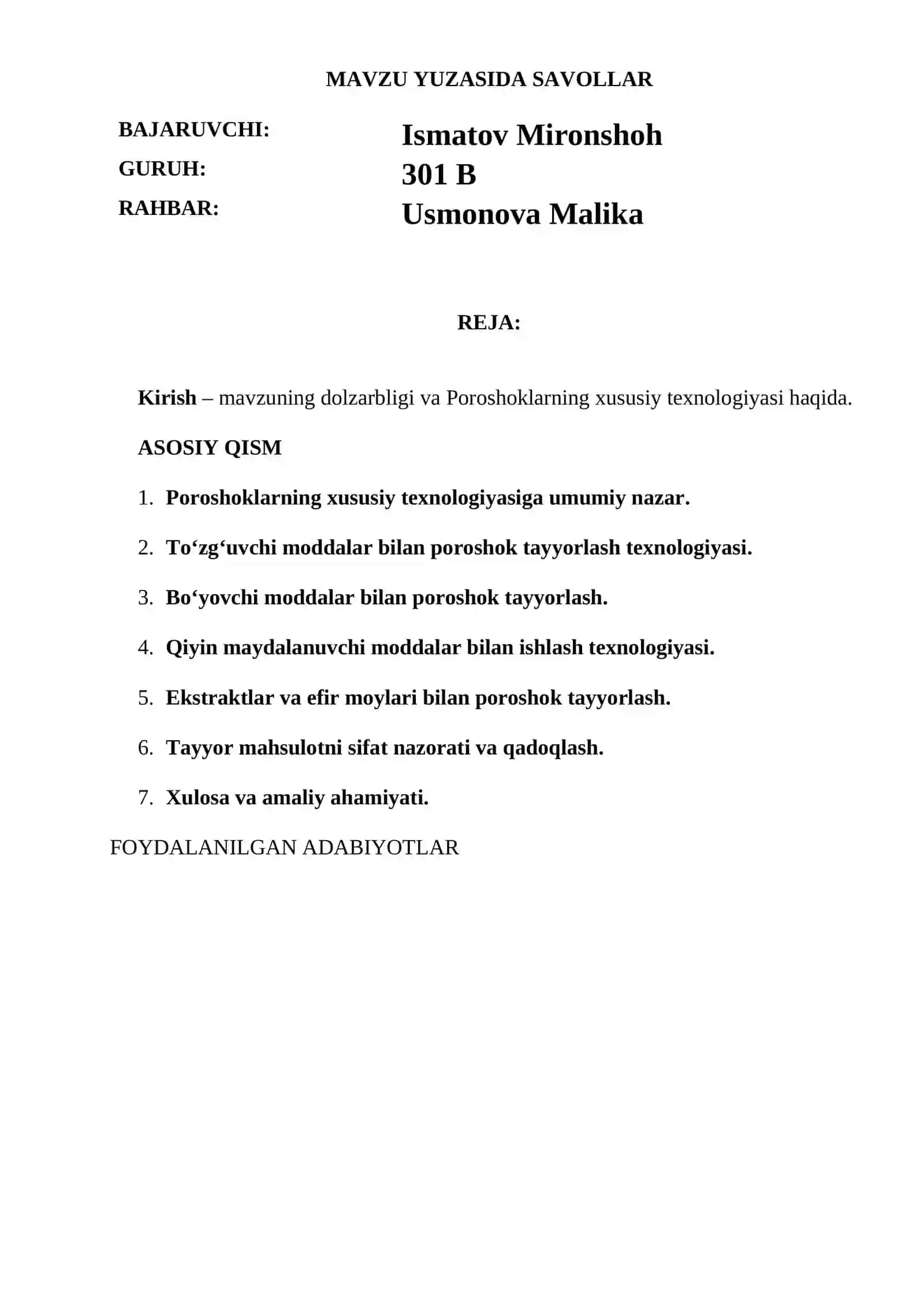 Poroshoklarning xususiy texnologiyasi 2