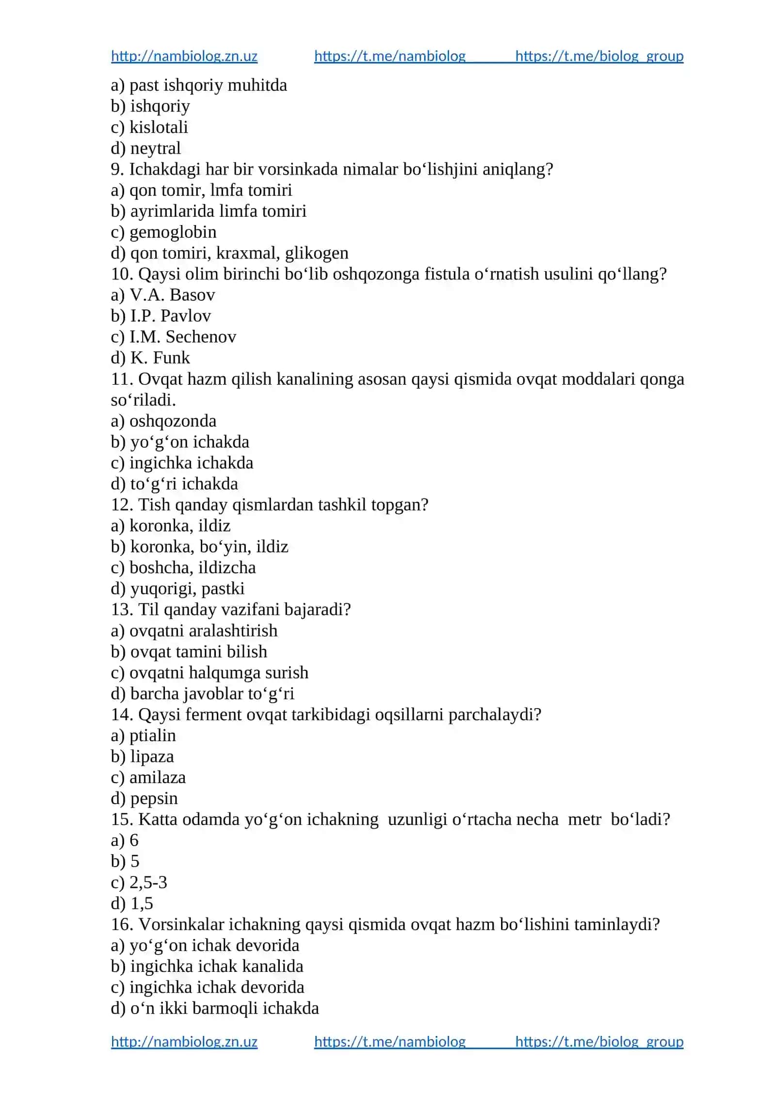 Ovqat hazm qilish va moddalar almashinuv 2