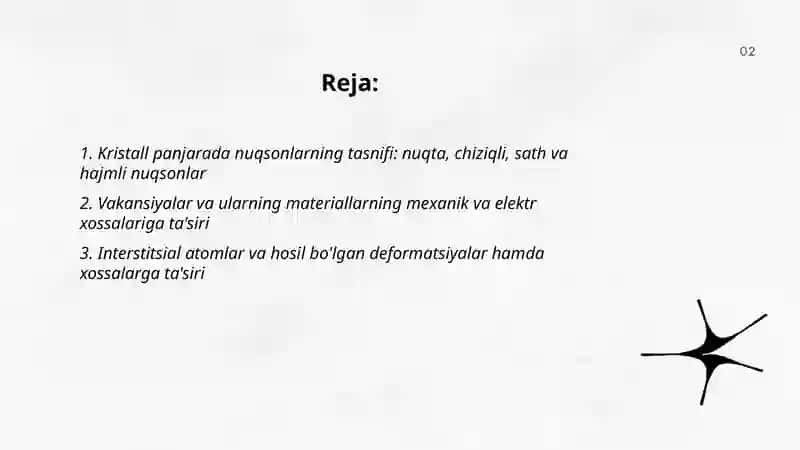 Kristall panjaraning nuqsonlari va ularning materiallarning xossalariga ta'siri 2