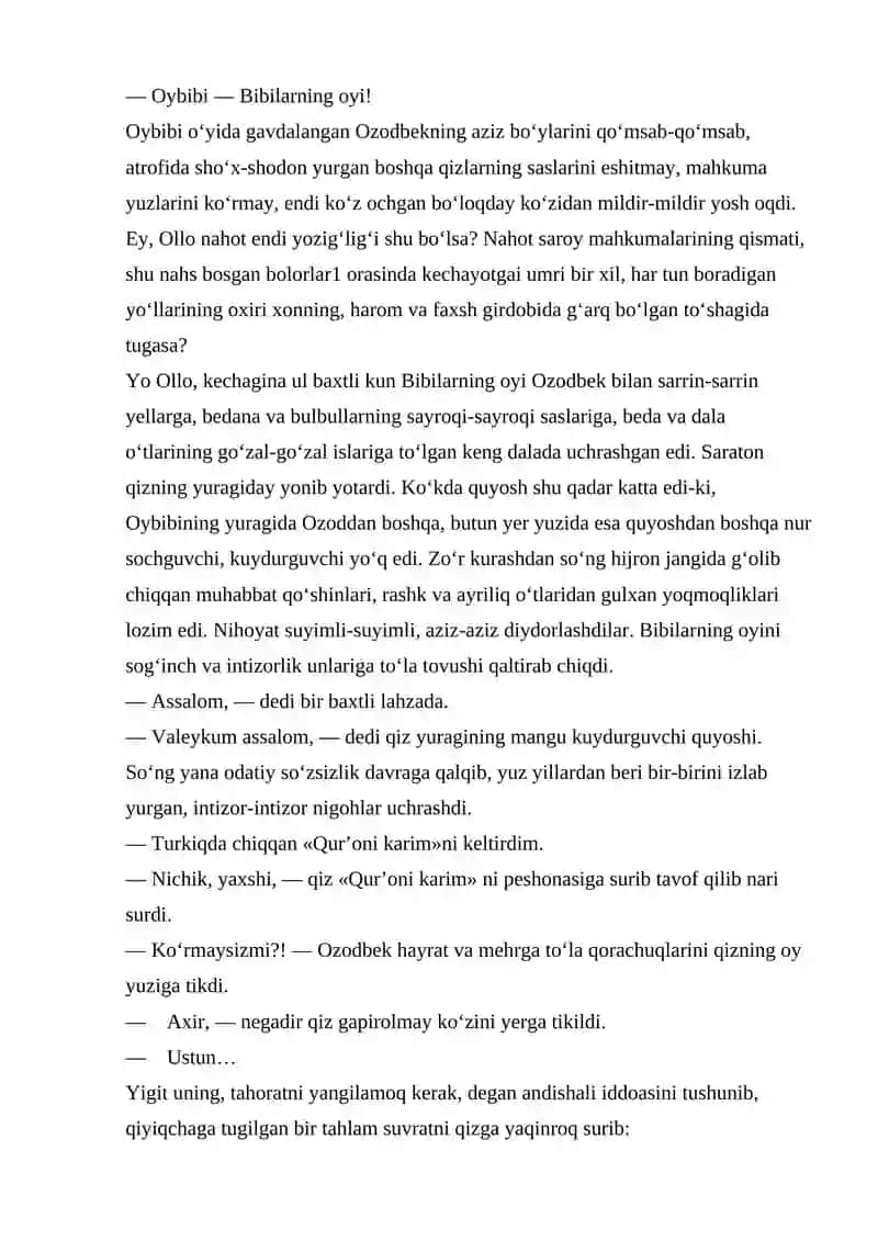 Salomat Vafo. Tutilgan oy (hikoya) 2