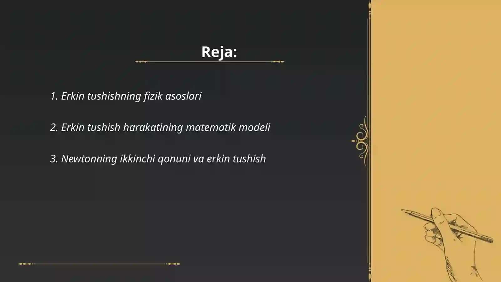 Jismlarning erkin tushishini komputerda modellashtirish 2