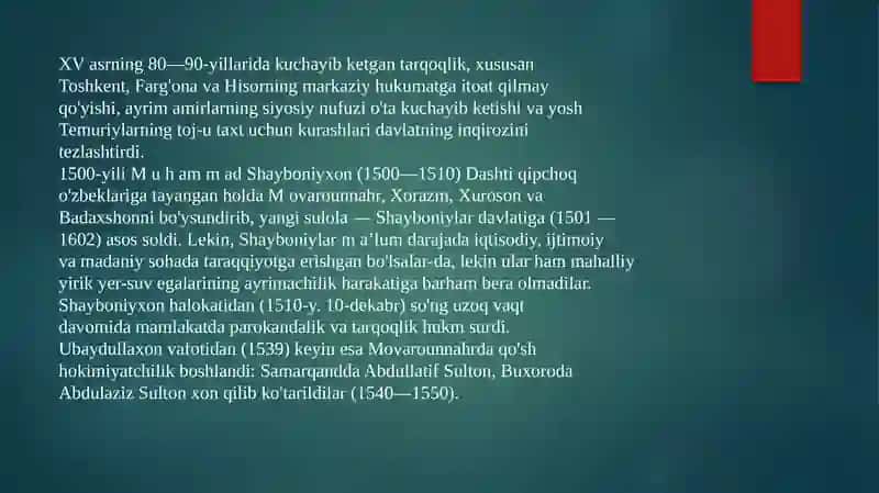 Shayboniylar davri manbashunosligi 2