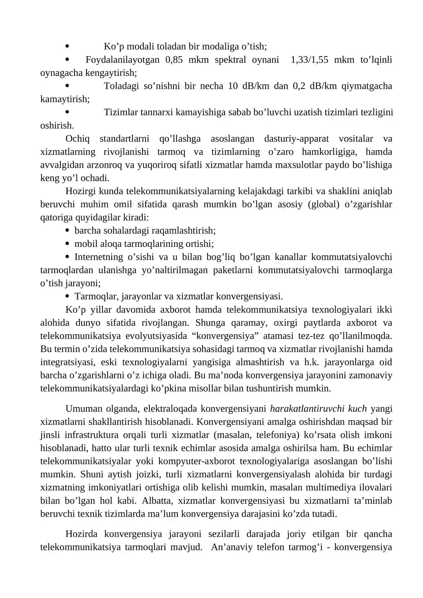 Zamonaviy telekommunikatsiya tarmoqlarining konvergentsiyasi va evolyutsiyasi 2
