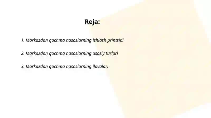 Markazdan qochma nasoslar haqida 2
