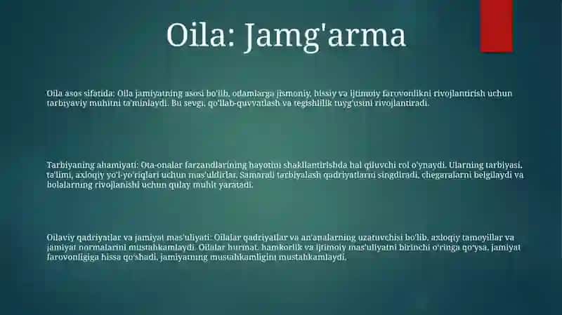 Oilaparvarlik Va MasʼUliyatlilikning Jamiyatdagi Tutgan OʻRni 2