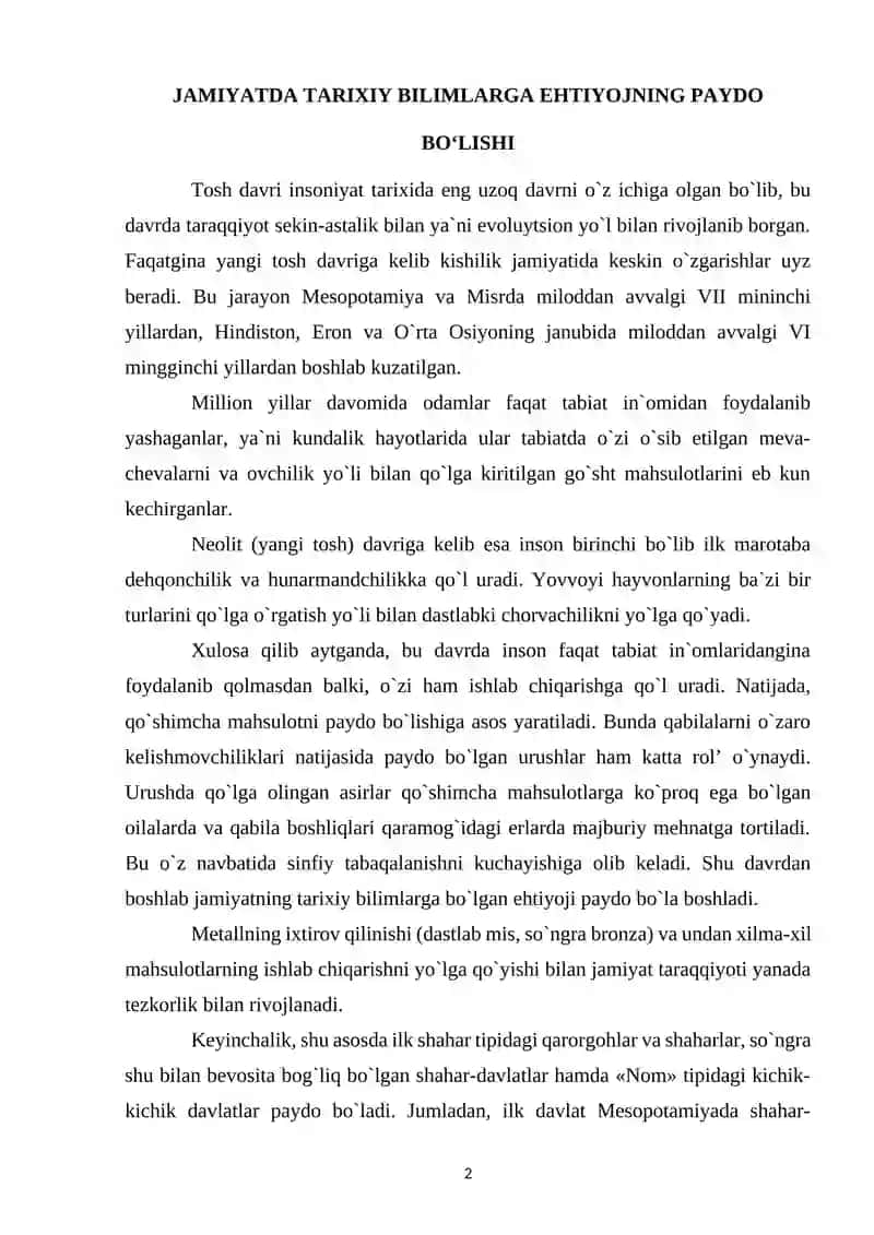 JAMIYATDA TARIXIY BILIMLARGA EHTIYOJNING PAYDO BO‘LISHI 2