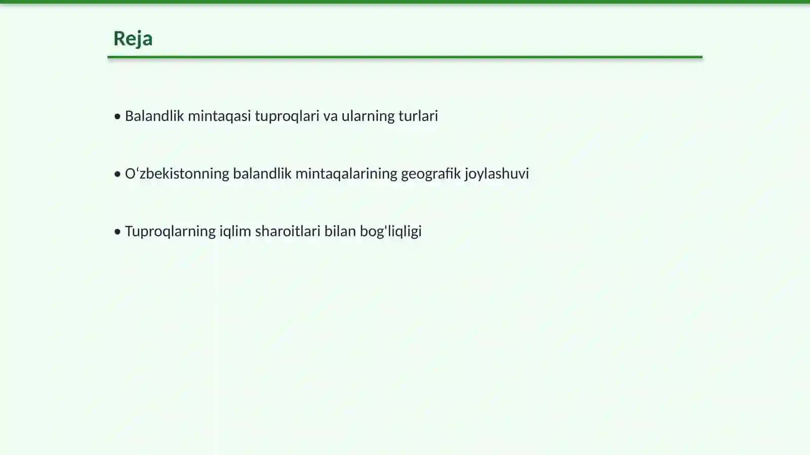 Oʻzbekistonning balandlik mintaqasi tuproqlari joylashuvi geografiyasi 2