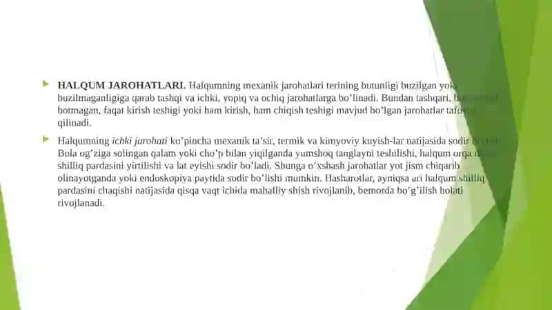 Halqum jarohatlari kuyishi 2