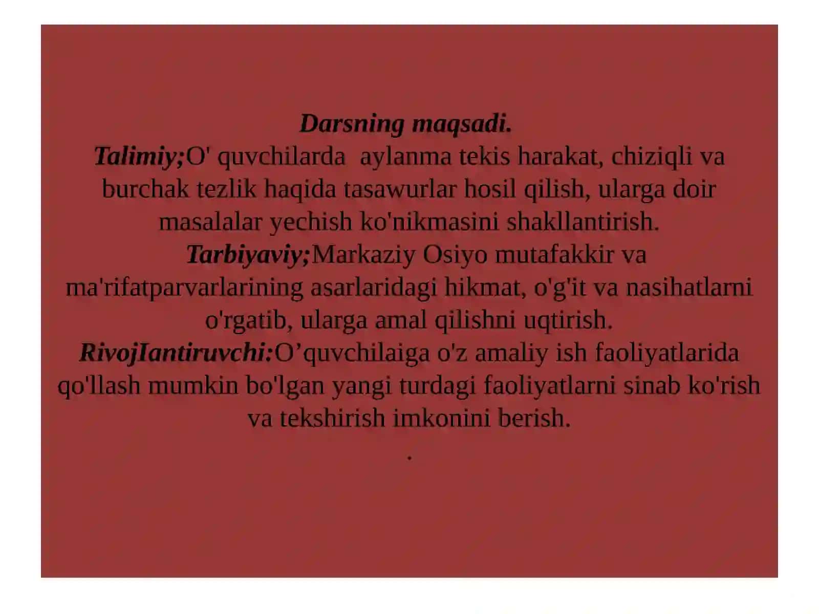 Harakat qonun aylanma harakatda tadbiqi 2