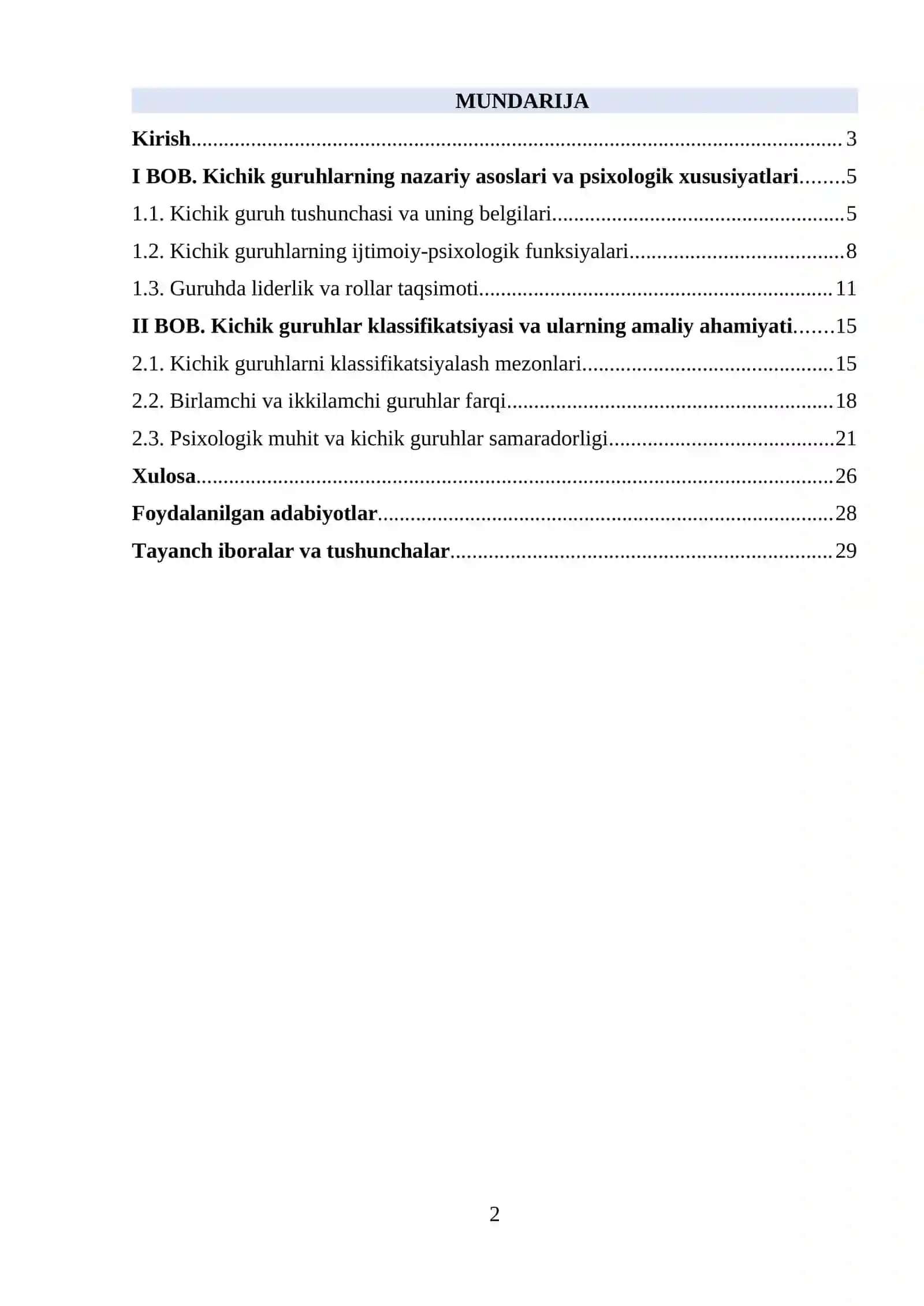 Kichik guruhlarning nazariy asoslari va psixologik xususiyatlari 2