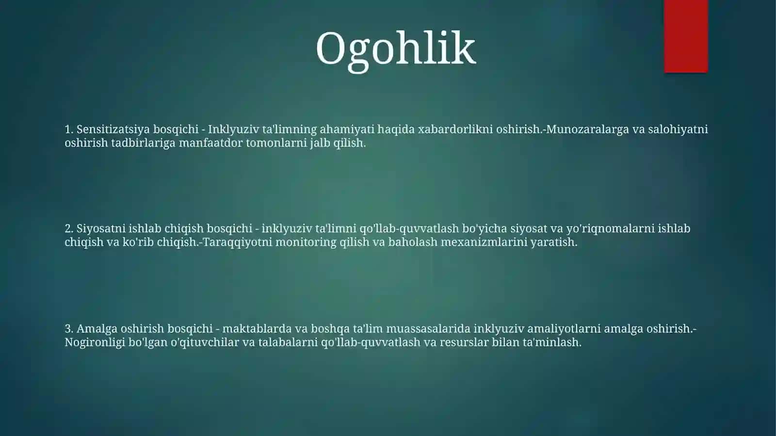 Inklyuziv TaʼLimning Joriy Qilinishi Bosqichlari 2