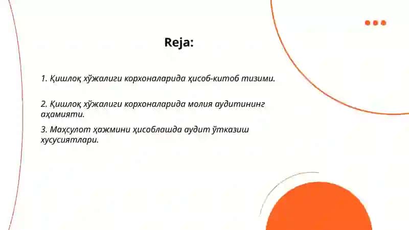 Қишлоқ хўжалиги корхоналарида аудит ўтказиш хусусиятлари 2