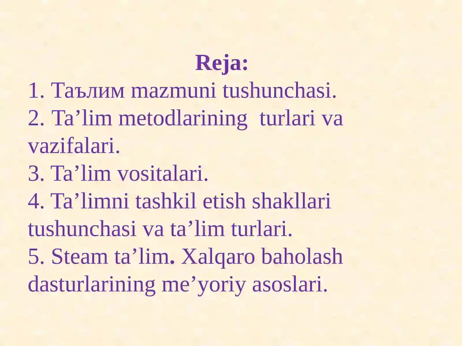 Ta'lim Mazmuni 2