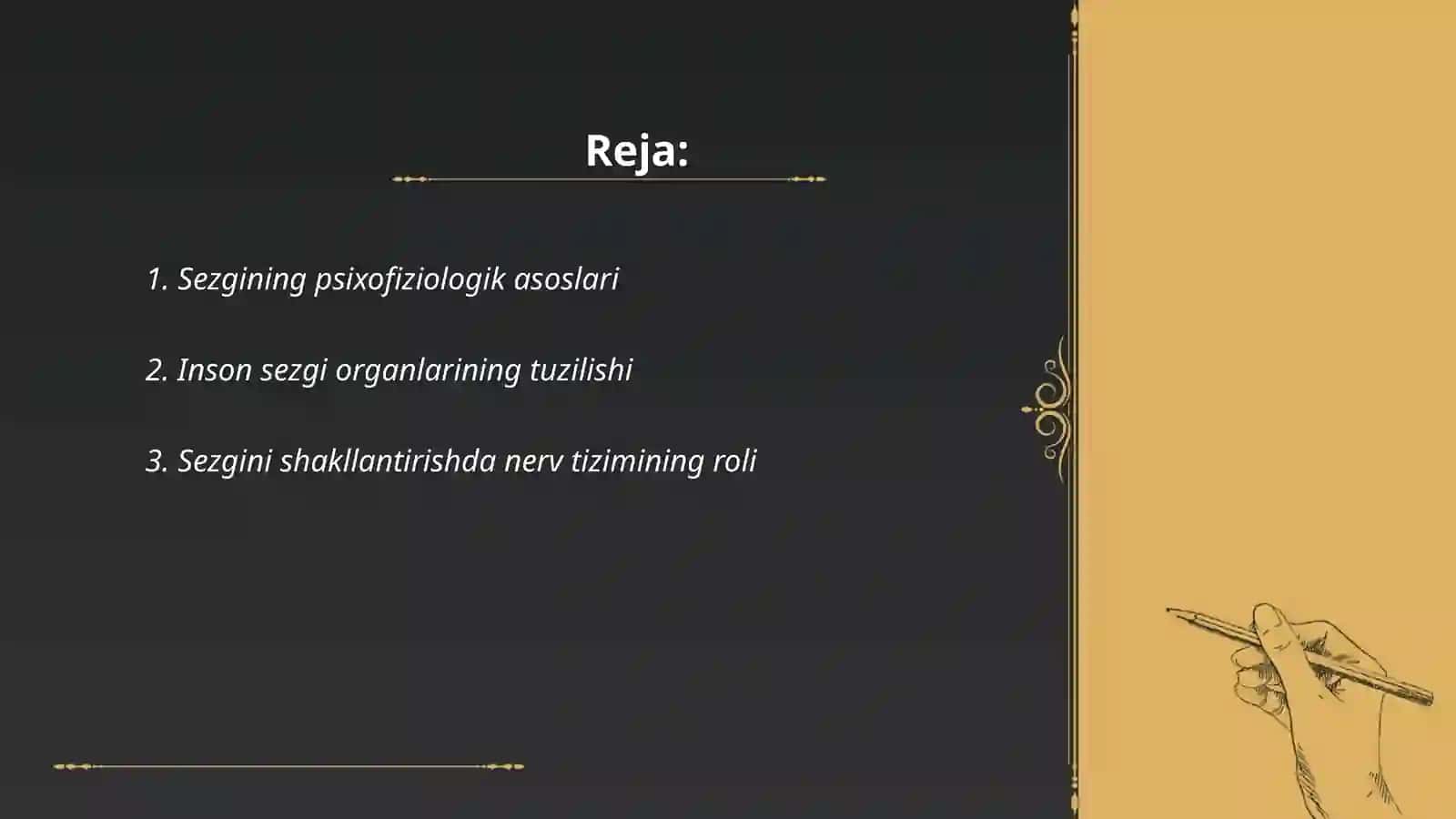 Sezgining umumiy psixofiziologik qonuniyati,tergov amaliyotida bu bilimlardan foydalanish 2