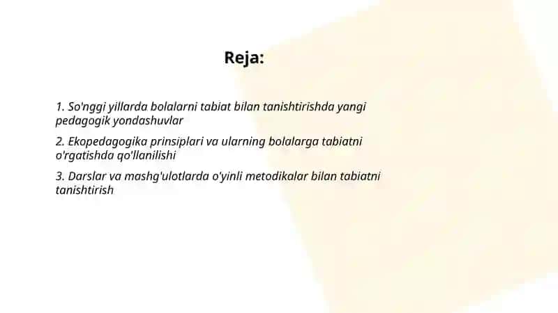 So'nggi yillarda bolalarni tabiat bilan tanishtirish metodikasini rivojlantirish 2