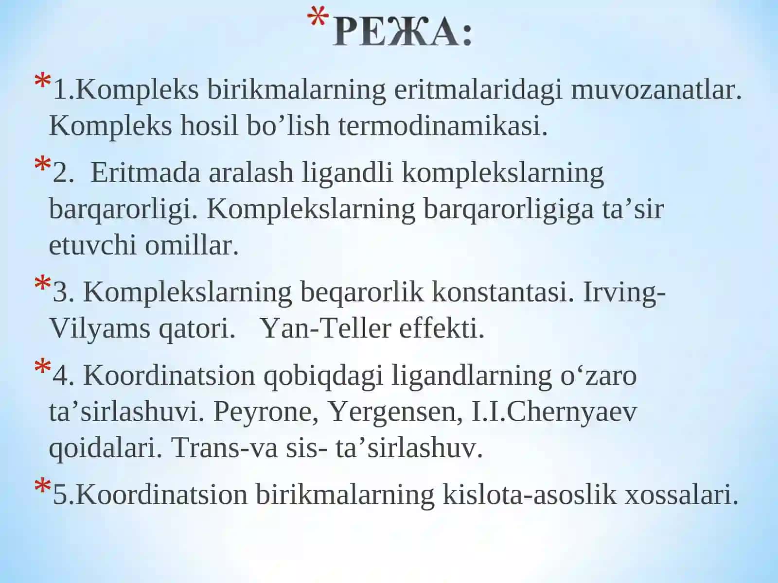 Kompleks birikmalarning eritmalaridagi muvozanatlar 2