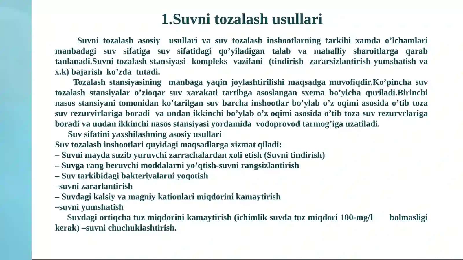 Suvni tozalash usullari 2