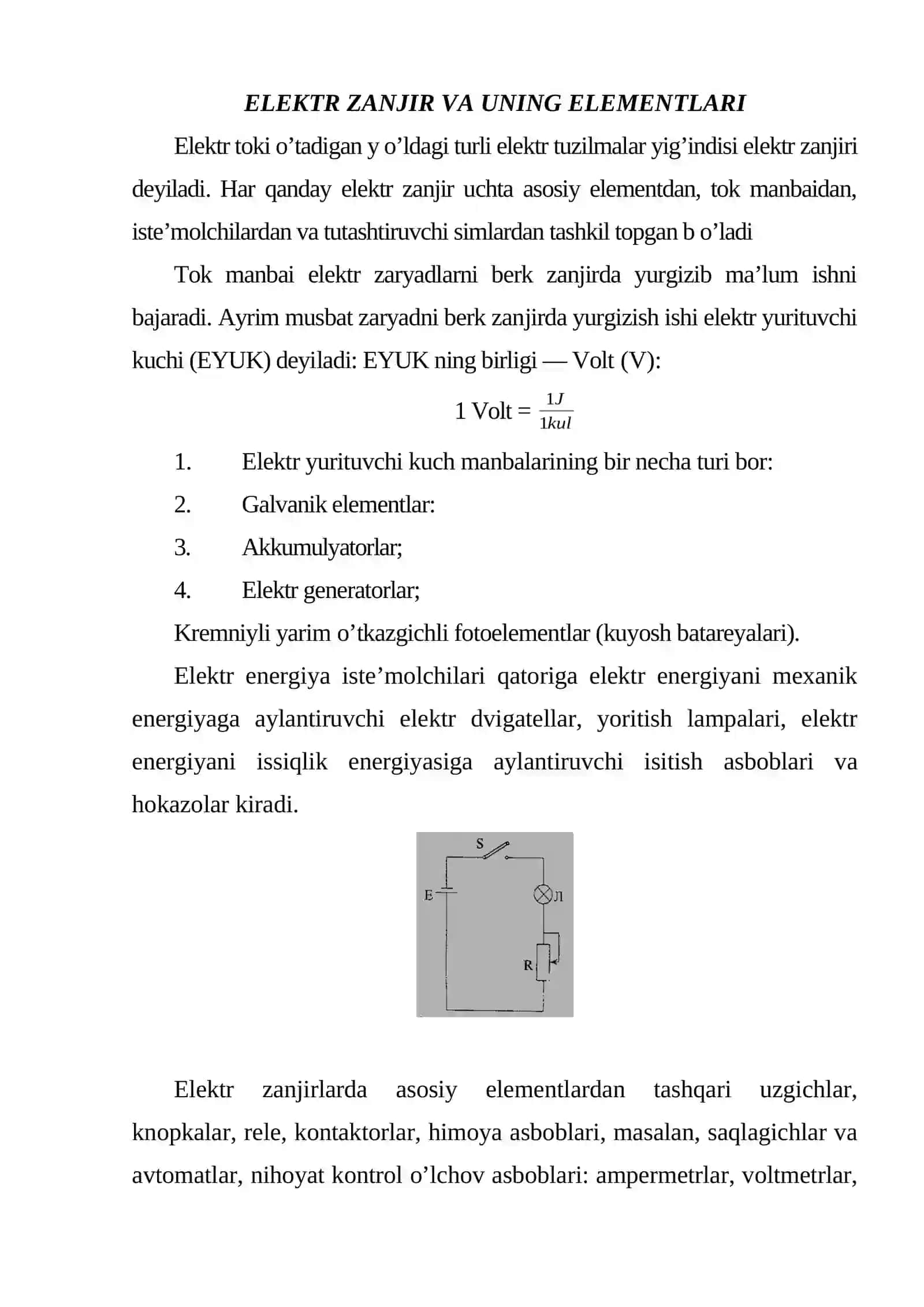 Elektr zanjir va uning elementlari 2