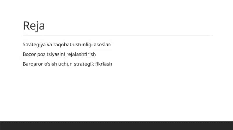 Strategiya va raqobat ustunligi asoslari 2