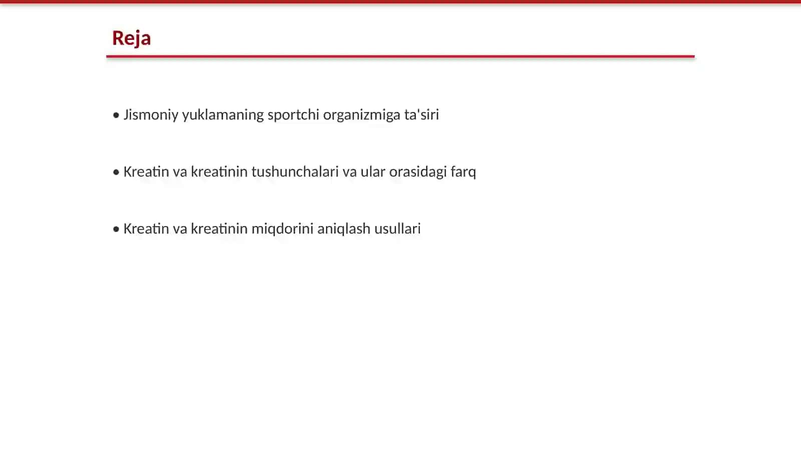 JISMONIY YUKLAMADAN OLDIN VA SO’NG SPORTCHINING SIYDIGIDA KREATIN VA KREATININNING MIQDORINI ANIQLASH 2