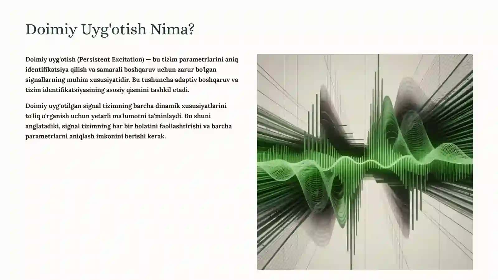 Doimiy Uyg'otish Shartlari: Avtomatik Boshqarish Nazariyasida Asosiy Tamoyil 2