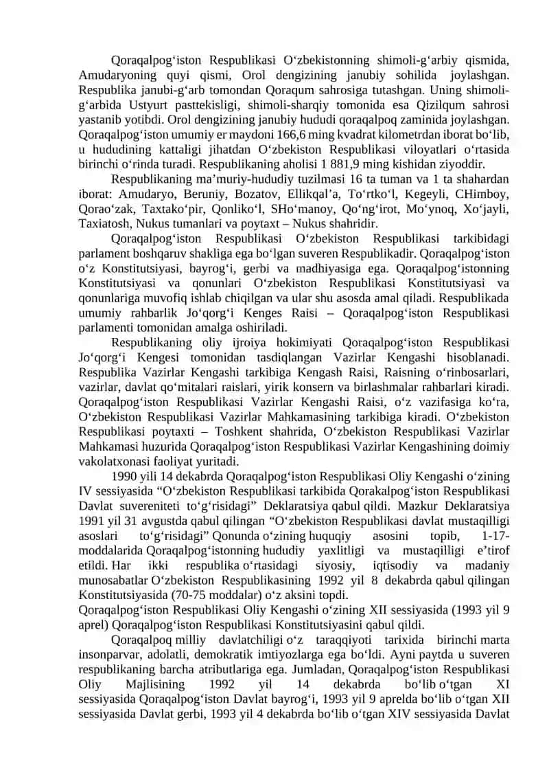 Mustaqillik yillarida Qoraqalpog‘iston Respublikasi 2