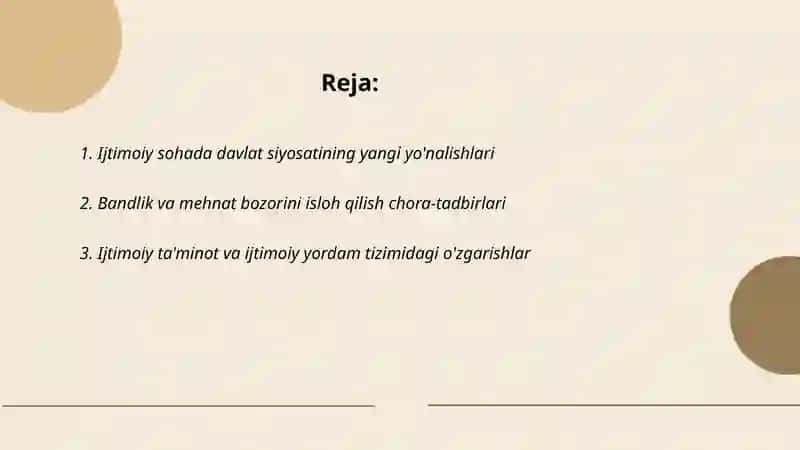 O'zbekistonda ijtimoiy sohada amalga oshirilayotgan o'zgarishlar mazmuni va mohiyati haqida malumot 2