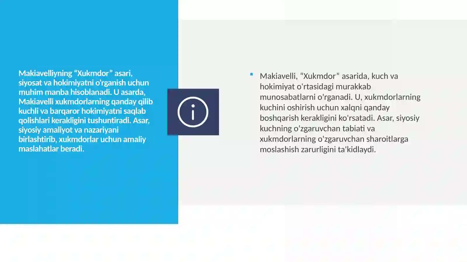 Makiavellining “Xukmdor” asari 2