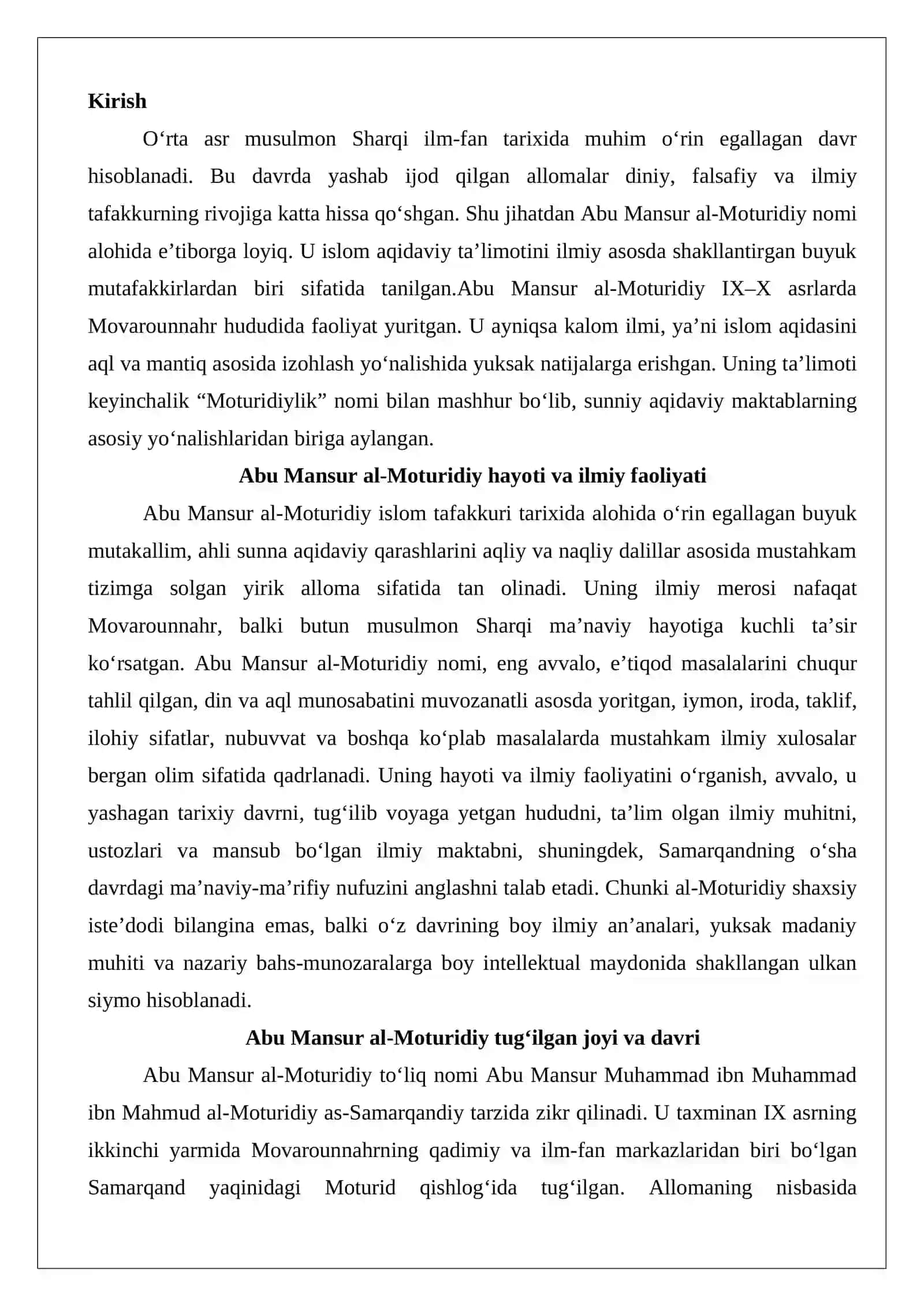 Al-Moturidiy ta’limoti 2