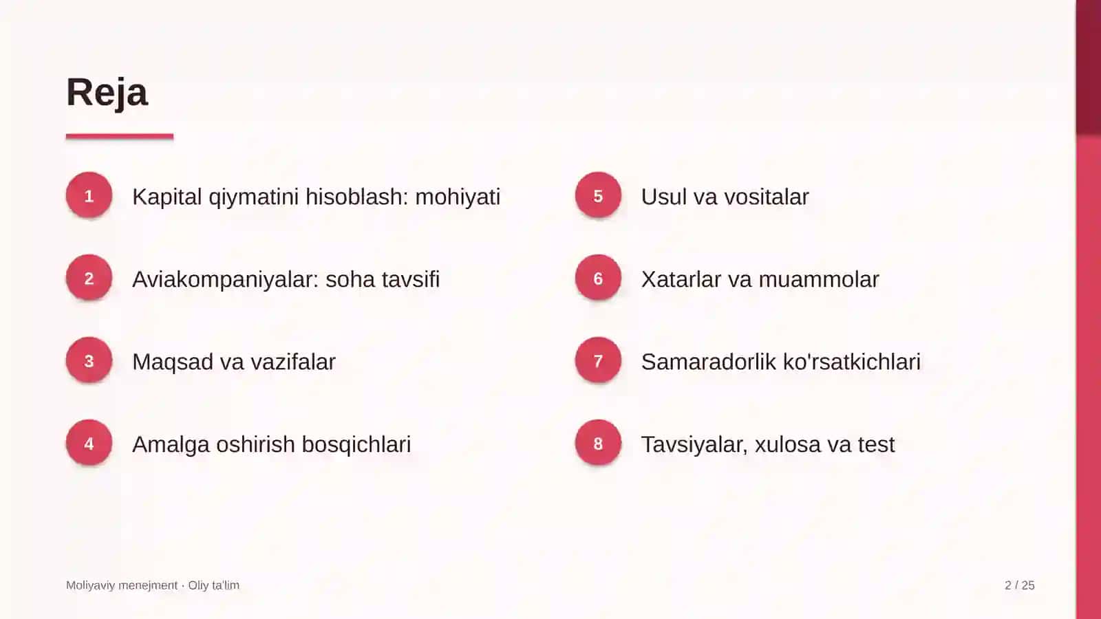 Aviakompaniyalarda kapital qiymatini hisoblash 2