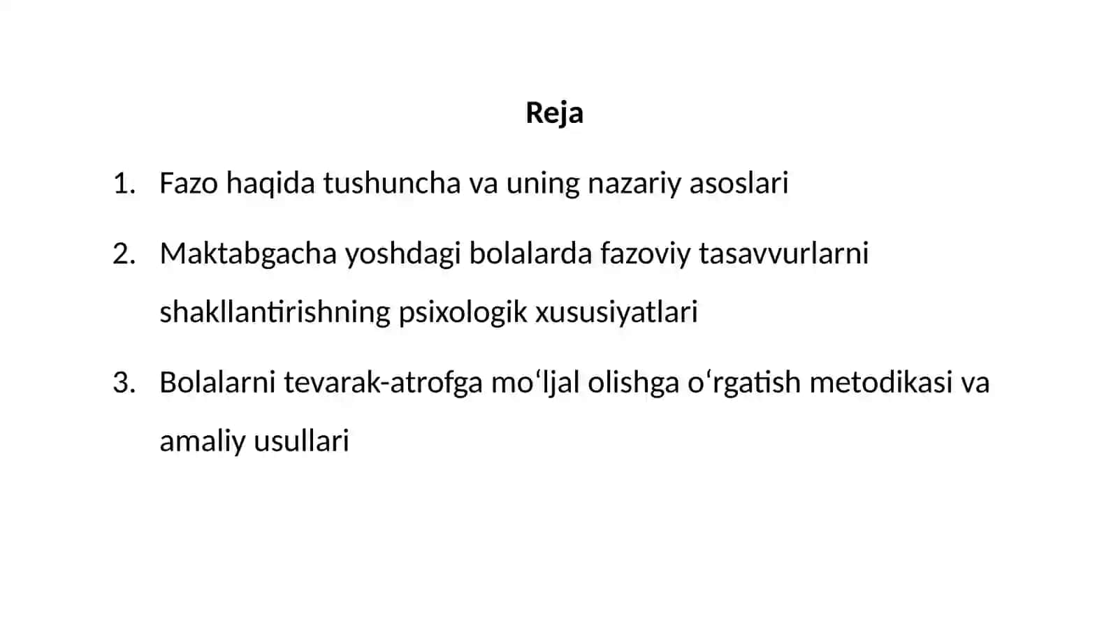 Fazo haqida tushuncha. Maktabgacha yoshdagi bolalarni tevarak-atrofga mo‘ljal olishga o‘rgatish metodikasi 2
