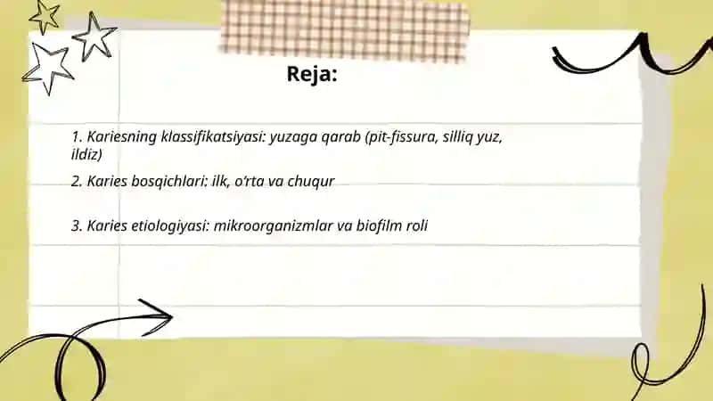 Kariyes tasnifi etologiya patoginiz kariyisning kilinik namayon bulishi 2