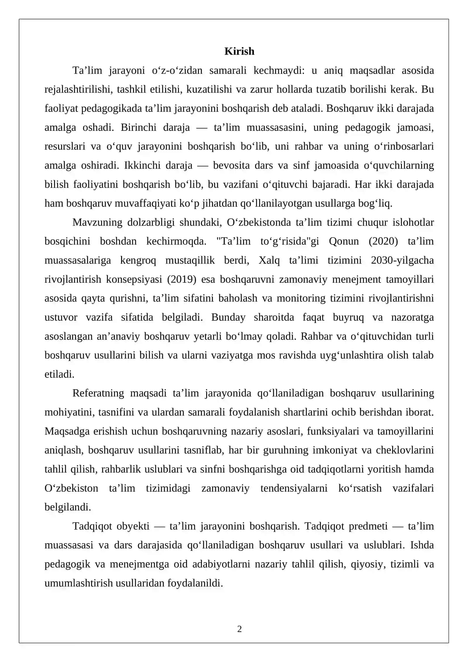 Ta’lim jarayonida boshqaruv usullari 2