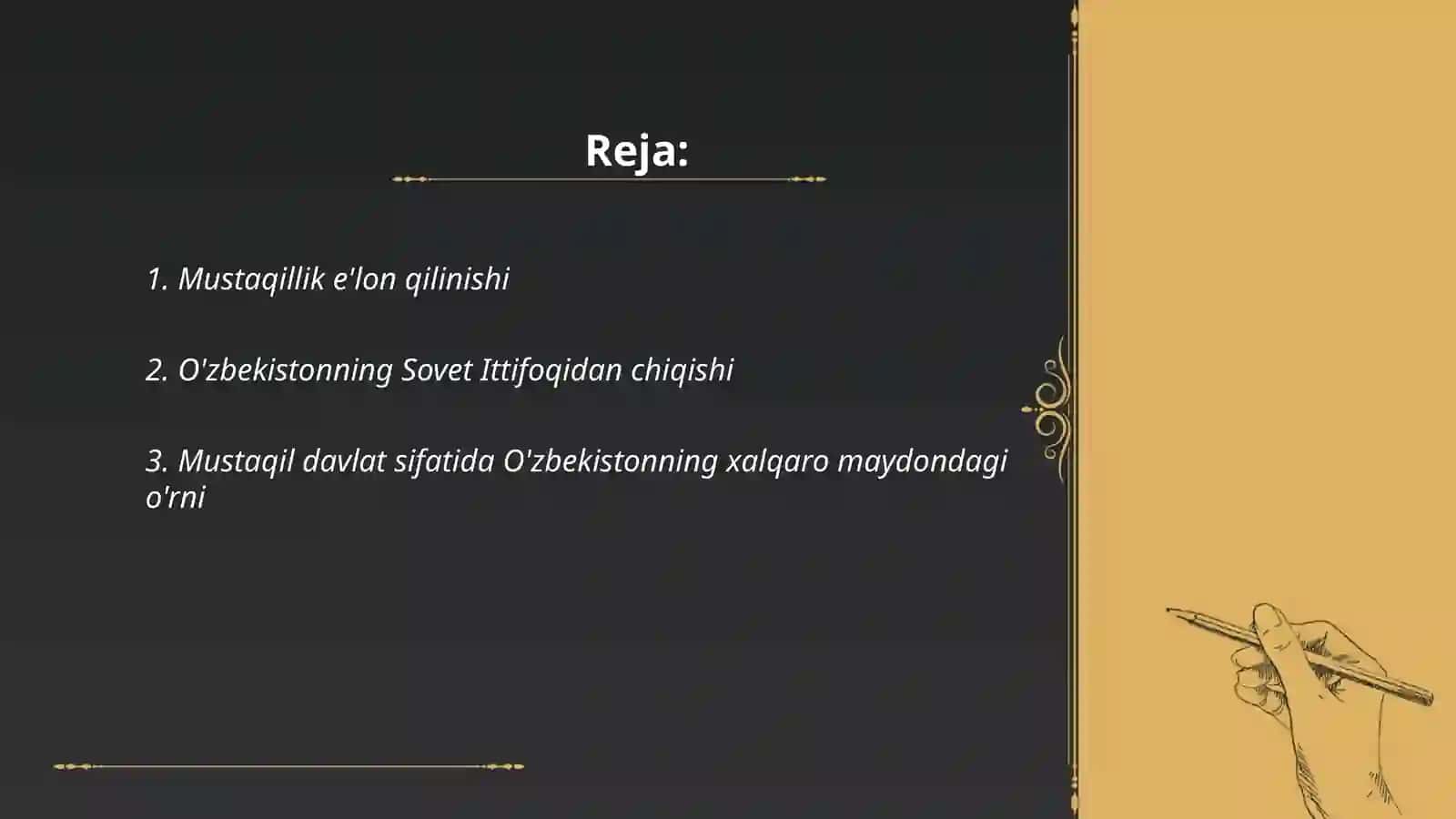 Mustaqil O'zbekiston Respublikasi tashkil topishini tarixiy axamyati 2