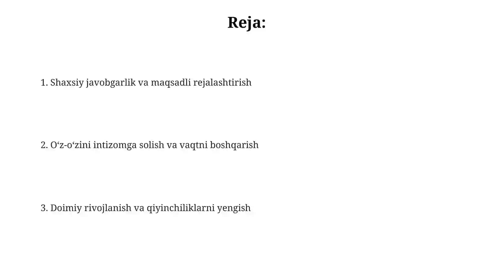 Shaxsiy javobgarlik va maqsad qo'yish 2