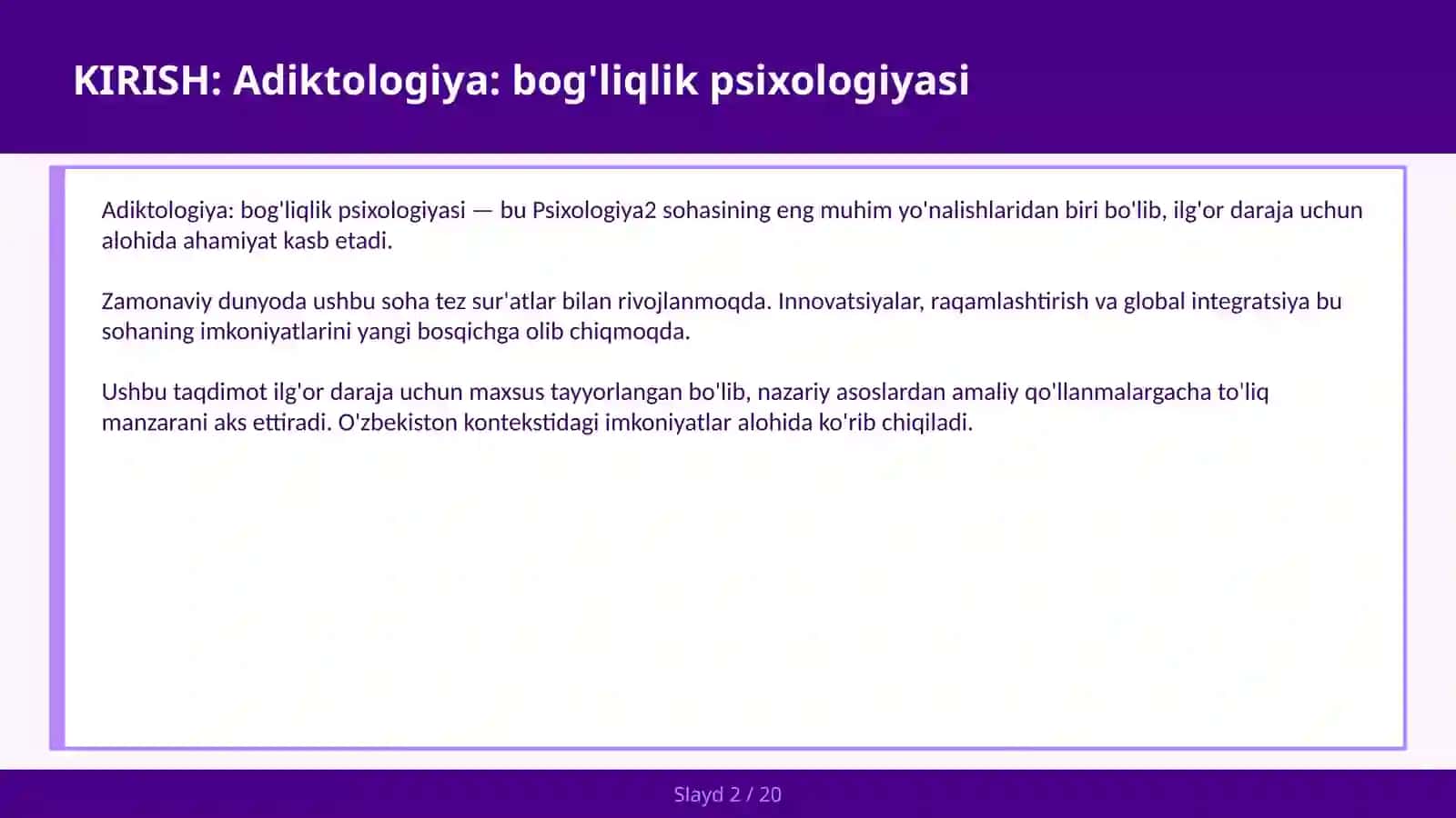 Adiktologiya: bog'liqlik psixologiyasi 2