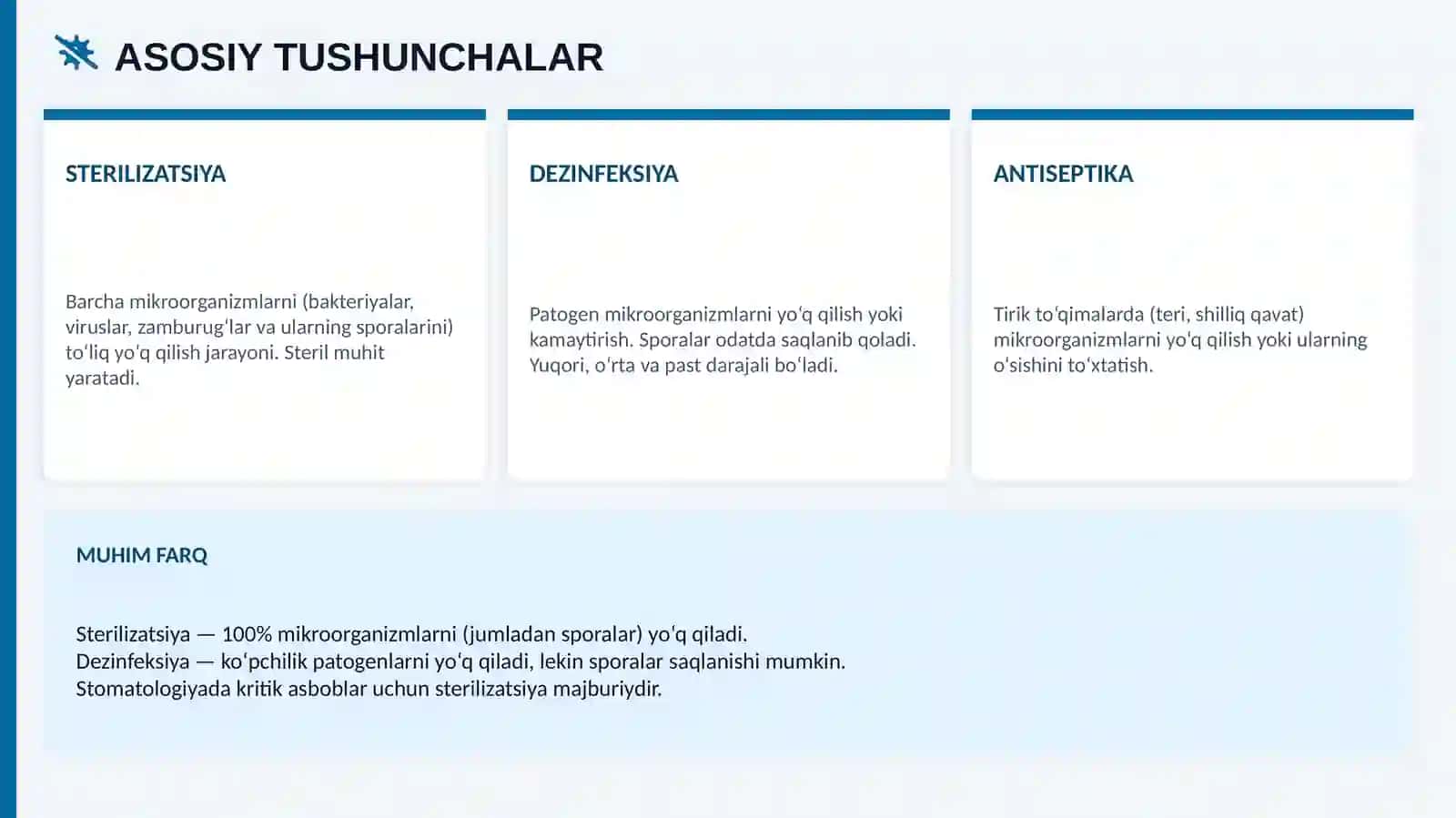 Stomatologiyada sterilizatsiya va dezinfeksiya 2