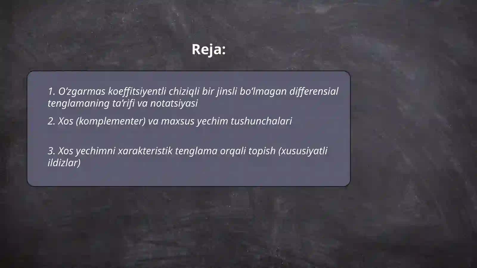 O’zgarmas koeffitsiyentli chiziqli bir jinsli bo’lmagan differensial tengalamalar 2