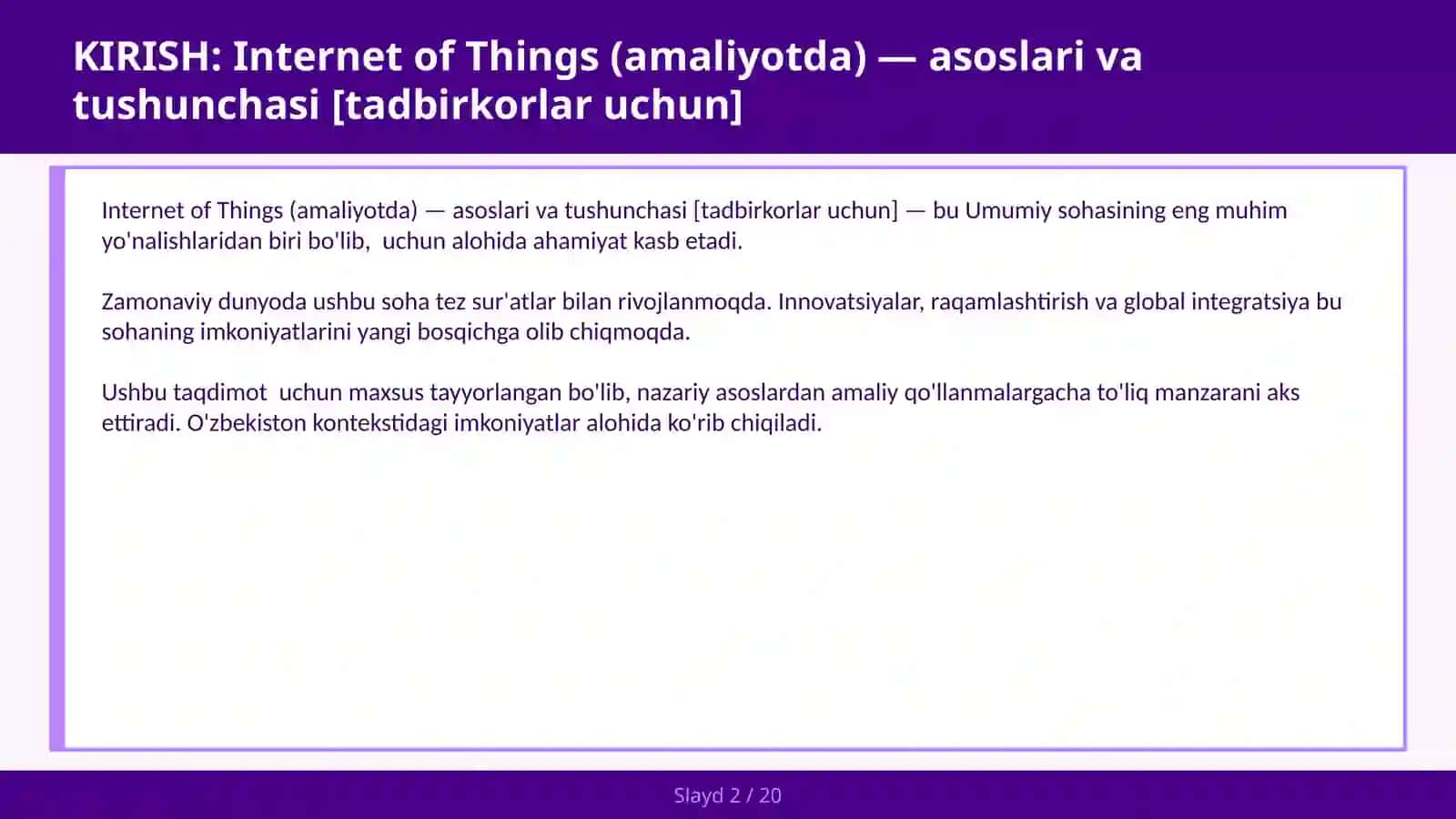 Internet of Things (amaliyotda) — asoslari va tushunchasi [tadbirkorlar uchun] 2